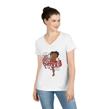 Load image into Gallery viewer, But First Coffee Shirt, Betty Boop Shirt, Coffee Lover Shirt, Betty Boop Design Womens Vneck, Cute Christmas Shirt Gift For Holiday Season