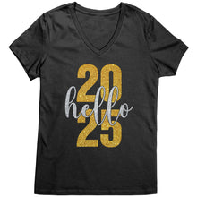 Load image into Gallery viewer, 2025 New Year Shirt, Hello 2025 Vneck, New Year Vneck, New Year Tshirt, New Year 2025 Family Shirt, Christmas Shirt, Christmas Gift For Her