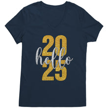 Load image into Gallery viewer, 2025 New Year Shirt, Hello 2025 Vneck, New Year Vneck, New Year Tshirt, New Year 2025 Family Shirt, Christmas Shirt, Christmas Gift For Her
