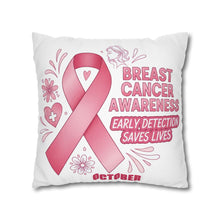 Load image into Gallery viewer, Breast Cancer Awareness Pillowcase, Cancer Survivor Gift, Christmas Throw Pillow Cover, Cancer Ribbon Design, Cancer Support Pillow Case