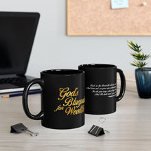Load image into Gallery viewer, God's Blueprint for Wealth Mug | Black Ceramic Scripture Proverb Bible Verse Coffee Mug, Christian Religious Print Coffee Cup Christmas Gift