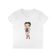 Load image into Gallery viewer, Betty Boop Shirt, Cartoon Womens Vneck, Super Hero Shirt, Wonder Woman Shirt, Christmas Gift For Her, Betty Boop Design Shirt For Holiday