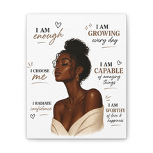 Load image into Gallery viewer, Aesthetic Black Girl Wall Art Decor, Positive Affirmation Home Decor, I Am Enough Black Woman Portrait Motivational Wall Art Birthday Gift