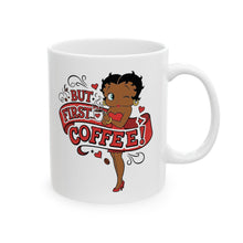 Load image into Gallery viewer, But First Coffee Mug, Betty Boop Mug, Ceramic Mug, Breakfast Mug, Coffee Lover Gift, Betty Boop Design, Holiday Gift For Her, Christmas Gift