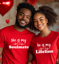 Load image into Gallery viewer, Soulmate Shirt, Lifeline TShirt, Couple Tshirt, Valentine Shirt, Valentines Tshirt, Valentine Gift, Couple Gifts, Bride Shirt, Groom Shirt