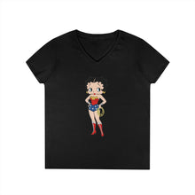 Load image into Gallery viewer, Betty Boop Shirt, Cartoon Womens Vneck, Super Hero Shirt, Wonder Woman Shirt, Christmas Gift For Her, Betty Boop Design Shirt For Holiday