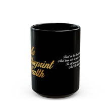 Load image into Gallery viewer, God's Blueprint for Wealth Mug | Black Ceramic Scripture Proverb Bible Verse Coffee Mug, Christian Religious Print Coffee Cup Christmas Gift