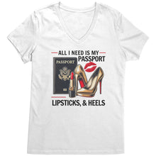 Load image into Gallery viewer, All I Need Is My Passport Vneck Shirt, Womens Travel Vneck Shirt, Traveler Shirt, Vacation Shirt, Travel Gifts, Black Friday, Christmas Gift