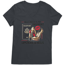 Load image into Gallery viewer, All I Need Is My Passport Vneck Shirt, Womens Travel Vneck Shirt, Traveler Shirt, Vacation Shirt, Travel Gifts, Black Friday, Christmas Gift