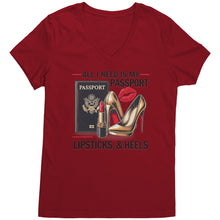 Load image into Gallery viewer, All I Need Is My Passport Vneck Shirt, Womens Travel Vneck Shirt, Traveler Shirt, Vacation Shirt, Travel Gifts, Black Friday, Christmas Gift