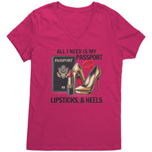 Load image into Gallery viewer, All I Need Is My Passport Vneck Shirt, Womens Travel Vneck Shirt, Traveler Shirt, Vacation Shirt, Travel Gifts, Black Friday, Christmas Gift