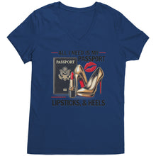 Load image into Gallery viewer, All I Need Is My Passport Vneck Shirt, Womens Travel Vneck Shirt, Traveler Shirt, Vacation Shirt, Travel Gifts, Black Friday, Christmas Gift