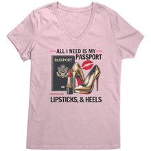 Load image into Gallery viewer, All I Need Is My Passport Vneck Shirt, Womens Travel Vneck Shirt, Traveler Shirt, Vacation Shirt, Travel Gifts, Black Friday, Christmas Gift