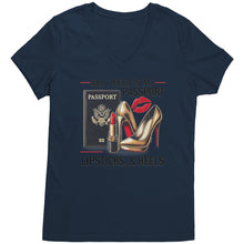 Load image into Gallery viewer, All I Need Is My Passport Vneck Shirt, Womens Travel Vneck Shirt, Traveler Shirt, Vacation Shirt, Travel Gifts, Black Friday, Christmas Gift