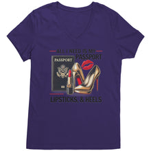 Load image into Gallery viewer, All I Need Is My Passport Vneck Shirt, Womens Travel Vneck Shirt, Traveler Shirt, Vacation Shirt, Travel Gifts, Black Friday, Christmas Gift