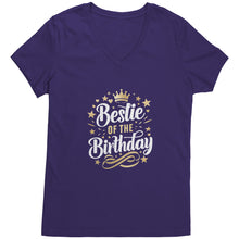 Load image into Gallery viewer, Bestie of the Birthday V-Neck Ladies T-Shirt