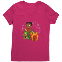 Load image into Gallery viewer, Betty Boop Christmas V-Neck Shirt, Feeling Jolly Shirt, Betty Boop Shirt, Betty Boop Vneck, Holiday Gift Christmas Gift For Her Graphic Tee