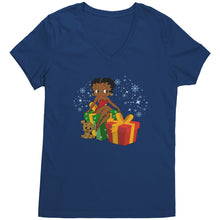 Load image into Gallery viewer, Betty Boop Christmas V-Neck Shirt, Feeling Jolly Shirt, Betty Boop Shirt, Betty Boop Vneck, Holiday Gift Christmas Gift For Her Graphic Tee