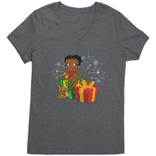 Load image into Gallery viewer, Betty Boop Christmas V-Neck Shirt, Feeling Jolly Shirt, Betty Boop Shirt, Betty Boop Vneck, Holiday Gift Christmas Gift For Her Graphic Tee