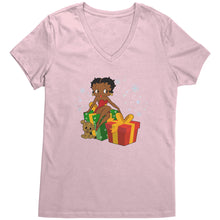 Load image into Gallery viewer, Betty Boop Christmas V-Neck Shirt, Feeling Jolly Shirt, Betty Boop Shirt, Betty Boop Vneck, Holiday Gift Christmas Gift For Her Graphic Tee