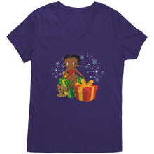 Load image into Gallery viewer, Betty Boop Christmas V-Neck Shirt, Feeling Jolly Shirt, Betty Boop Shirt, Betty Boop Vneck, Holiday Gift Christmas Gift For Her Graphic Tee