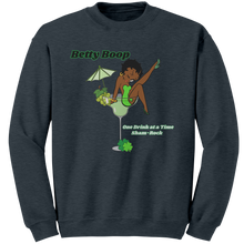 Load image into Gallery viewer, Betty_Boop_Crewneck_Sweatshirt_St_Patri_Dark_Heather_Mockup.png