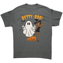 Load image into Gallery viewer, Betty_Boop_Halloween_T-Shirt_Cute_Pumpk_Graphite_Heather_Front_Mockup.png