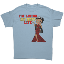 Load image into Gallery viewer, Betty_Boop_Im_Living_My_Best_Life_Shi_Light_Blue_Front_Mockup.png