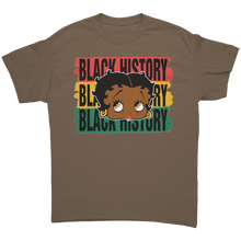 Load image into Gallery viewer, Betty_Boop_Shirt_Black_History_Shirt_B_Brown_Savana_Front_Mockup.png