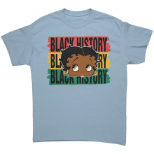 Load image into Gallery viewer, Betty_Boop_Shirt_Black_History_Shirt_B_Light_Blue_Front_Mockup.png