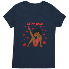 Load image into Gallery viewer, Betty Boop Shirt, Cute Betty Boop Tshirt, Betty Boop with Heart Shirt, Betty Boop Womens V-Neck, Betty Boop Womens Clothing, Christmas Gift