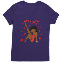 Load image into Gallery viewer, Betty Boop Shirt, Cute Betty Boop Tshirt, Betty Boop with Heart Shirt, Betty Boop Womens V-Neck, Betty Boop Womens Clothing, Christmas Gift
