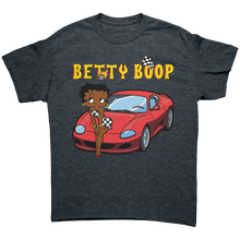 Load image into Gallery viewer, Betty_Boop_Shirt_Drag_Racing_Shirt_Car_Dark_Heather_Mockup.png