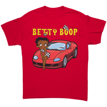 Load image into Gallery viewer, Betty_Boop_Shirt_Drag_Racing_Shirt_Car_Red_Front_Mockup.png