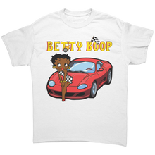 Load image into Gallery viewer, Betty_Boop_Shirt_Drag_Racing_Shirt_Car_White_Front_Mockup.png