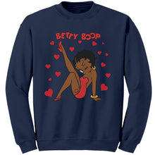 Load image into Gallery viewer, Betty Boop Sweatshirt, Betty Boop with Heart Sweatshirt, Betty Boop Womens Sweatshirt, Christmas Sweatshirt, Womens Clothing, Christmas Gift