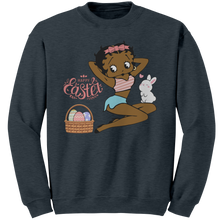 Load image into Gallery viewer, Betty_Boop_Sweatshirt_Cute_Easter_Sweat_Dark_Heather_Mockup.png