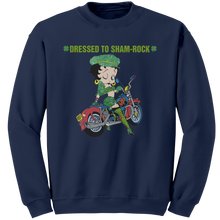 Load image into Gallery viewer, Betty_Boop_Sweatshirt_Dressed_To_Shamro_Navy_Mockup.png
