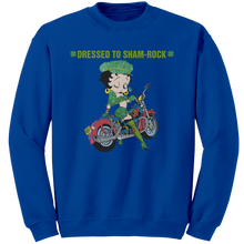 Load image into Gallery viewer, Betty_Boop_Sweatshirt_Dressed_To_Shamro_Royal_Mockup.png