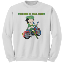 Load image into Gallery viewer, Betty_Boop_Sweatshirt_Dressed_To_Shamro_White_Mockup.png