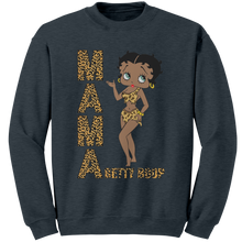 Load image into Gallery viewer, Betty_Boop_Sweatshirt_Leopard_Print_Mam_Dark_Heather_Mockup.png