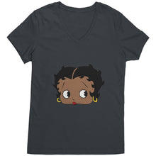 Load image into Gallery viewer, Betty Boop T-Shirt, Betty Boop Shirt Gifts for Her, Black Women T-Shirt, Black Pride Tee, Birthday Gifts, Cute Black Girl Womens V-Neck