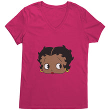 Load image into Gallery viewer, Betty Boop T-Shirt, Betty Boop Shirt Gifts for Her, Black Women T-Shirt, Black Pride Tee, Birthday Gifts, Cute Black Girl Womens V-Neck