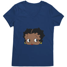 Load image into Gallery viewer, Betty Boop T-Shirt, Betty Boop Shirt Gifts for Her, Black Women T-Shirt, Black Pride Tee, Birthday Gifts, Cute Black Girl Womens V-Neck