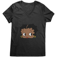 Load image into Gallery viewer, Betty Boop T-Shirt, Betty Boop Shirt Gifts for Her, Black Women T-Shirt, Black Pride Tee, Birthday Gifts, Cute Black Girl Womens V-Neck