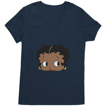 Load image into Gallery viewer, Betty Boop T-Shirt, Betty Boop Shirt Gifts for Her, Black Women T-Shirt, Black Pride Tee, Birthday Gifts, Cute Black Girl Womens V-Neck