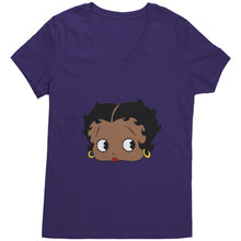 Load image into Gallery viewer, Betty Boop T-Shirt, Betty Boop Shirt Gifts for Her, Black Women T-Shirt, Black Pride Tee, Birthday Gifts, Cute Black Girl Womens V-Neck