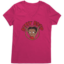 Load image into Gallery viewer, Betty Boop V-Neck Shirt, Cute Graphic Tee, Betty Boop T-Shirt, Women's Black Top, Christmas Gift for Her, Womens Clothing, Fun Retro Shirt