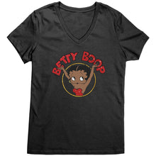 Load image into Gallery viewer, Betty Boop V-Neck Shirt, Cute Graphic Tee, Betty Boop T-Shirt, Women's Black Top, Christmas Gift for Her, Womens Clothing, Fun Retro Shirt