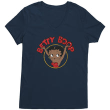Load image into Gallery viewer, Betty Boop V-Neck Shirt, Cute Graphic Tee, Betty Boop T-Shirt, Women's Black Top, Christmas Gift for Her, Womens Clothing, Fun Retro Shirt